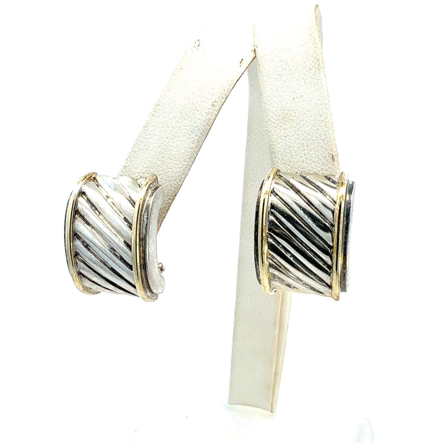 David Yurman Cigar Earrings 14k Gold Silver Estate DY759