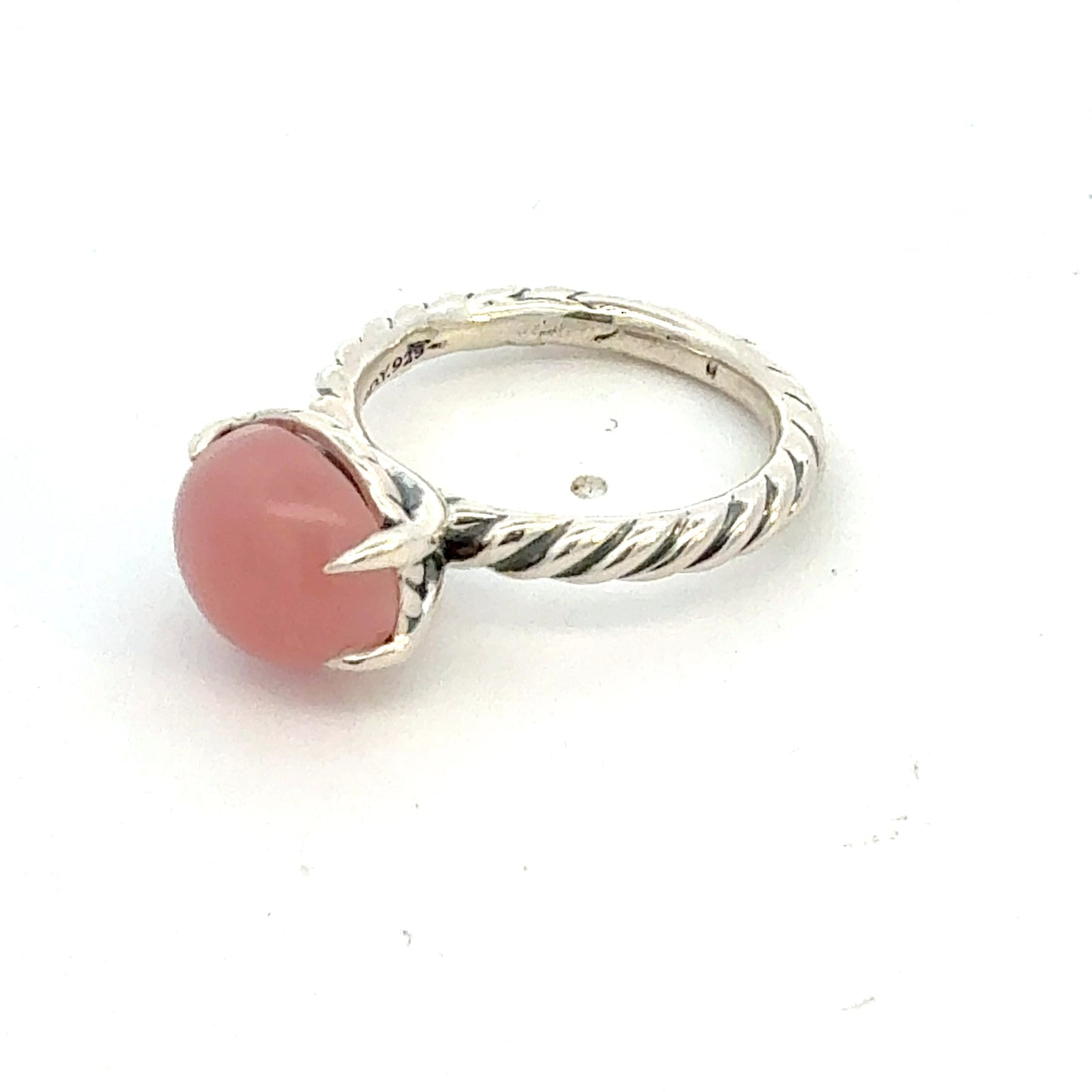 David Yurman Guava Chalcidony Ring Size 7 Sterling Silver Estate DY760