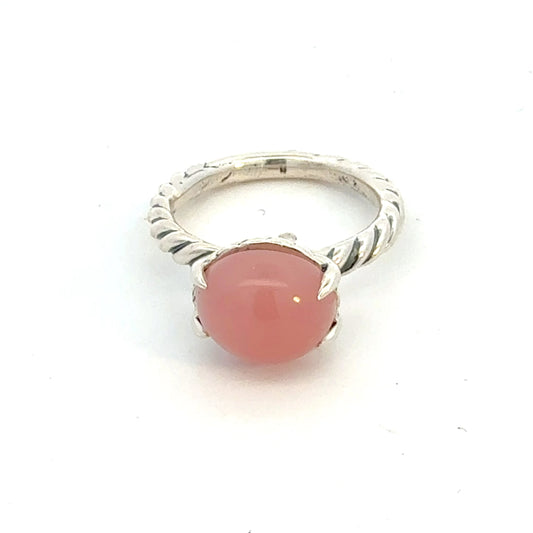 David Yurman Guava Chalcidony Ring Size 7 Sterling Silver Estate DY760