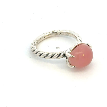 David Yurman Guava Chalcidony Ring Size 7 Sterling Silver Estate DY760
