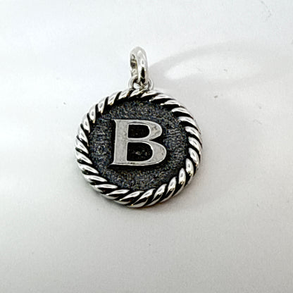 David Yurman Letter B Amulet Sterling Silver Estate DY769