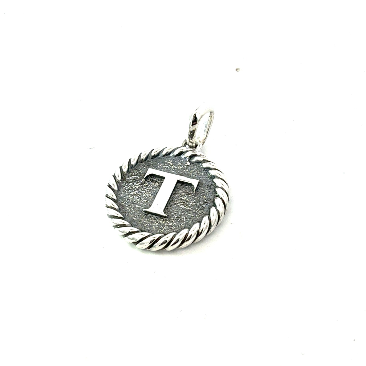 David Yurman Letter T Amulet Sterling Silver Estate DY771
