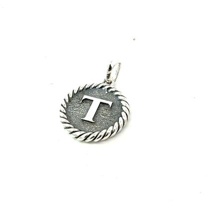 David Yurman Letter T Amulet Sterling Silver Estate DY771