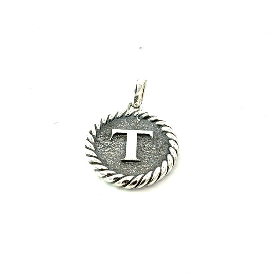 David Yurman Letter T Amulet Sterling Silver Estate DY771
