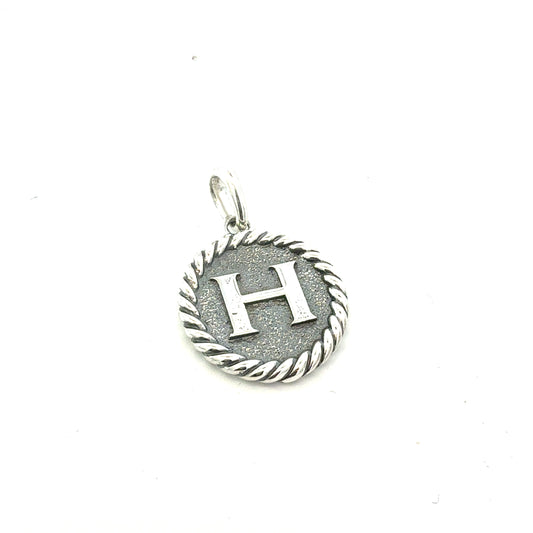 David Yurman Letter H Amulet Sterling Silver Estate DY772