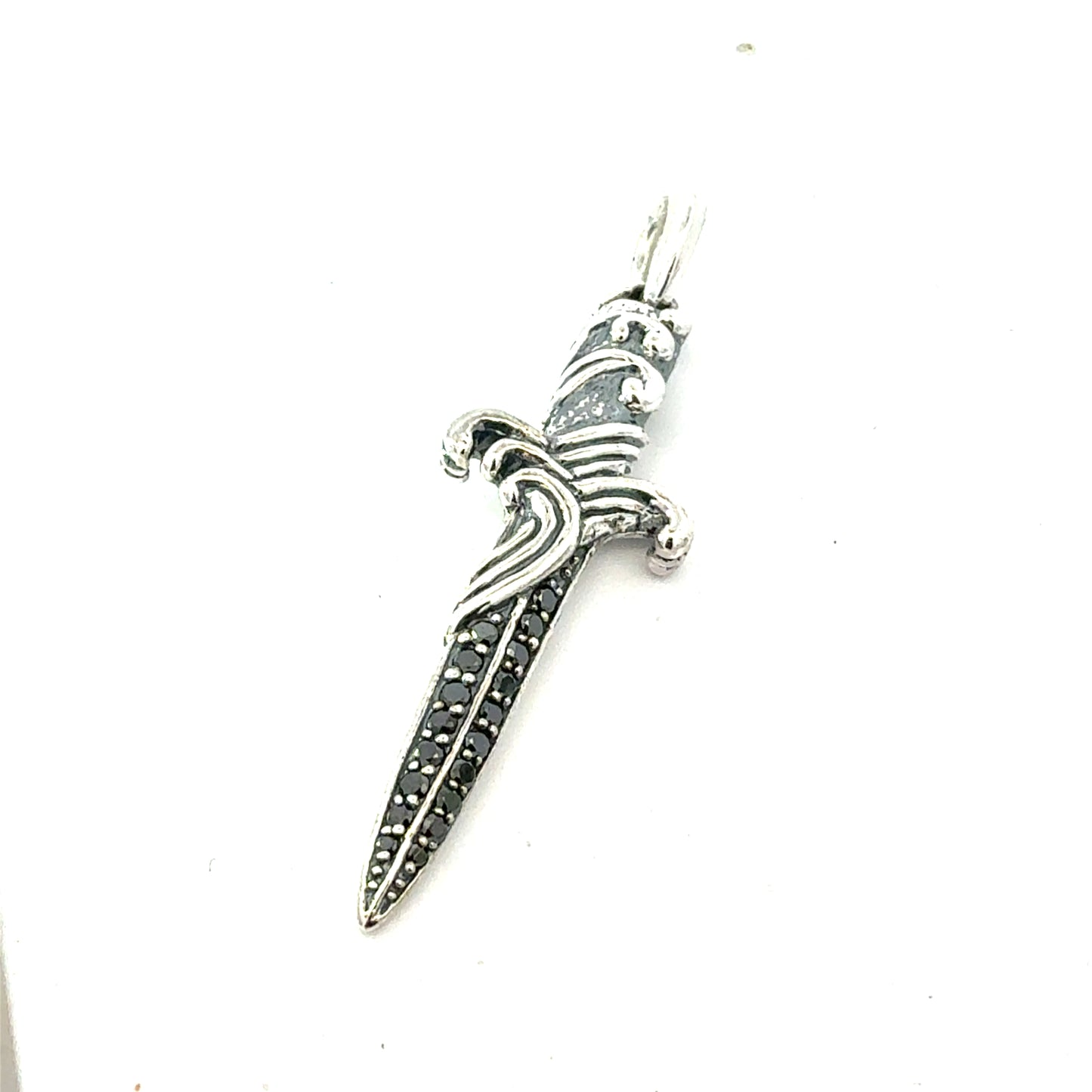 David Yurman Black Diamond Dagger Sterling Silver Estate DY776
