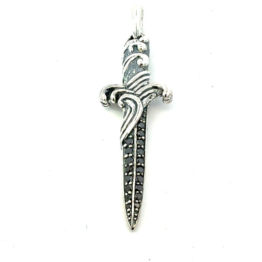 David Yurman Black Diamond Dagger Sterling Silver Estate DY776