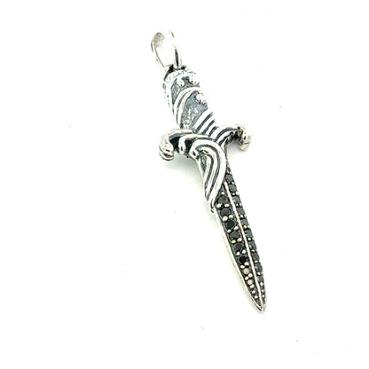 David Yurman Black Diamond Dagger Sterling Silver Estate DY776