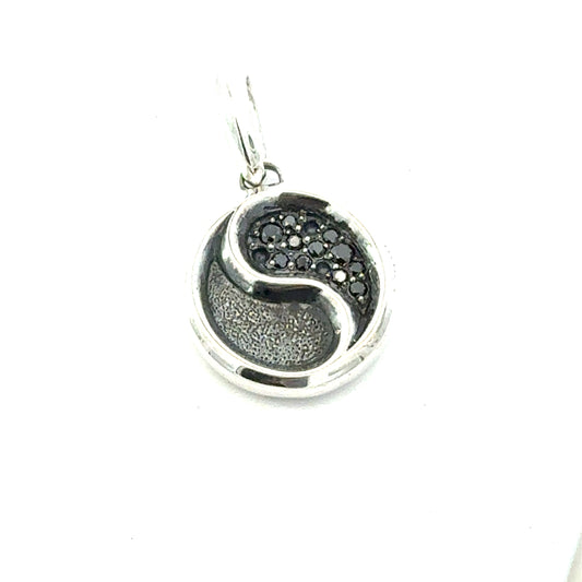 David Yurman Black Diamond Ying Yang Sterling Silver Estate DY778