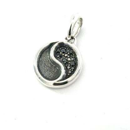 David Yurman Black Diamond Ying Yang Sterling Silver Estate DY778