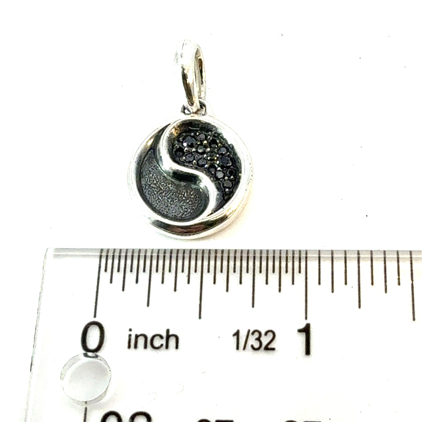 David Yurman Black Diamond Ying Yang Sterling Silver Estate DY778