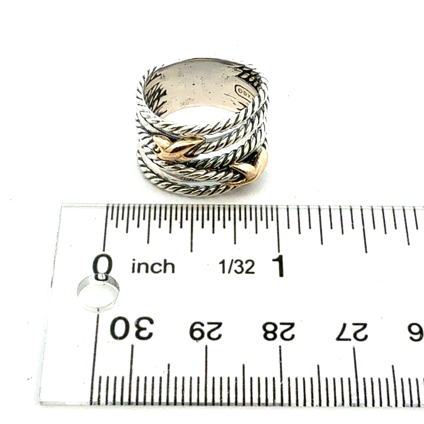 David Yurman Sail Ring Size 7.5 14k Gold Sterling Silver Estate DY792