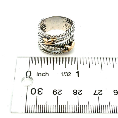 David Yurman Sail Ring Size 7.5 14k Gold Sterling Silver Estate DY792