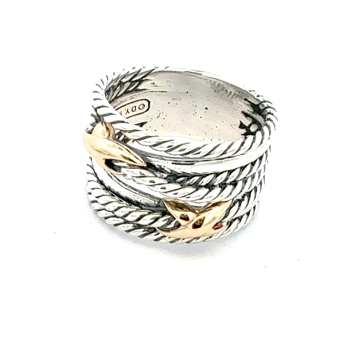 David Yurman Sail Ring Size 7.5 14k Gold Sterling Silver Estate DY792