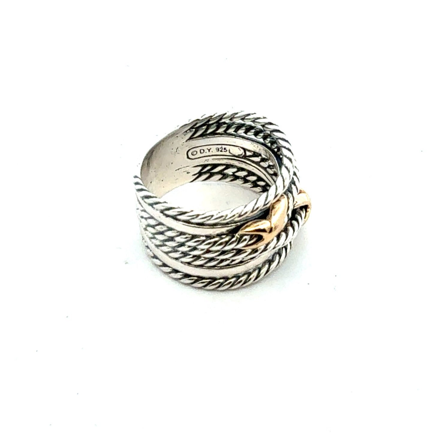 David Yurman Sail Ring Size 7.5 14k Gold Sterling Silver Estate DY792