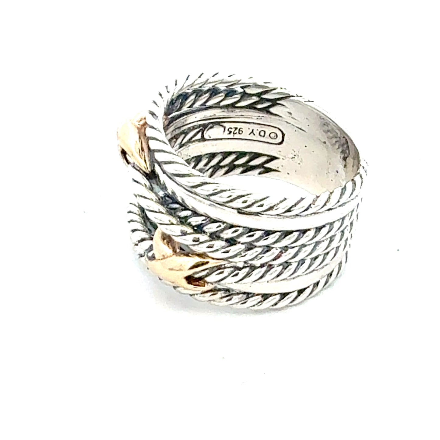 David Yurman Sail Ring Size 7.5 14k Gold Sterling Silver Estate DY792