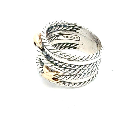 David Yurman Sail Ring Size 7.5 14k Gold Sterling Silver Estate DY792