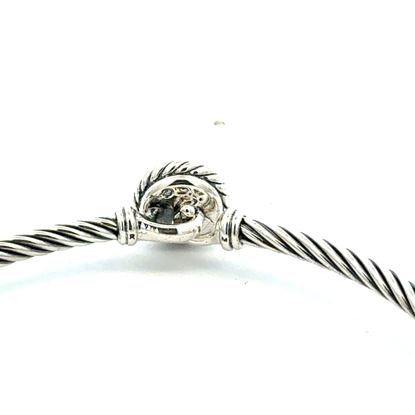 David Yurman Peridot Cuff Bangle 7.5" Sterling Silver 3mm Estate DY794