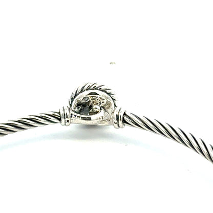 David Yurman Peridot Cuff Bangle 7.5" Sterling Silver 3mm Estate DY794