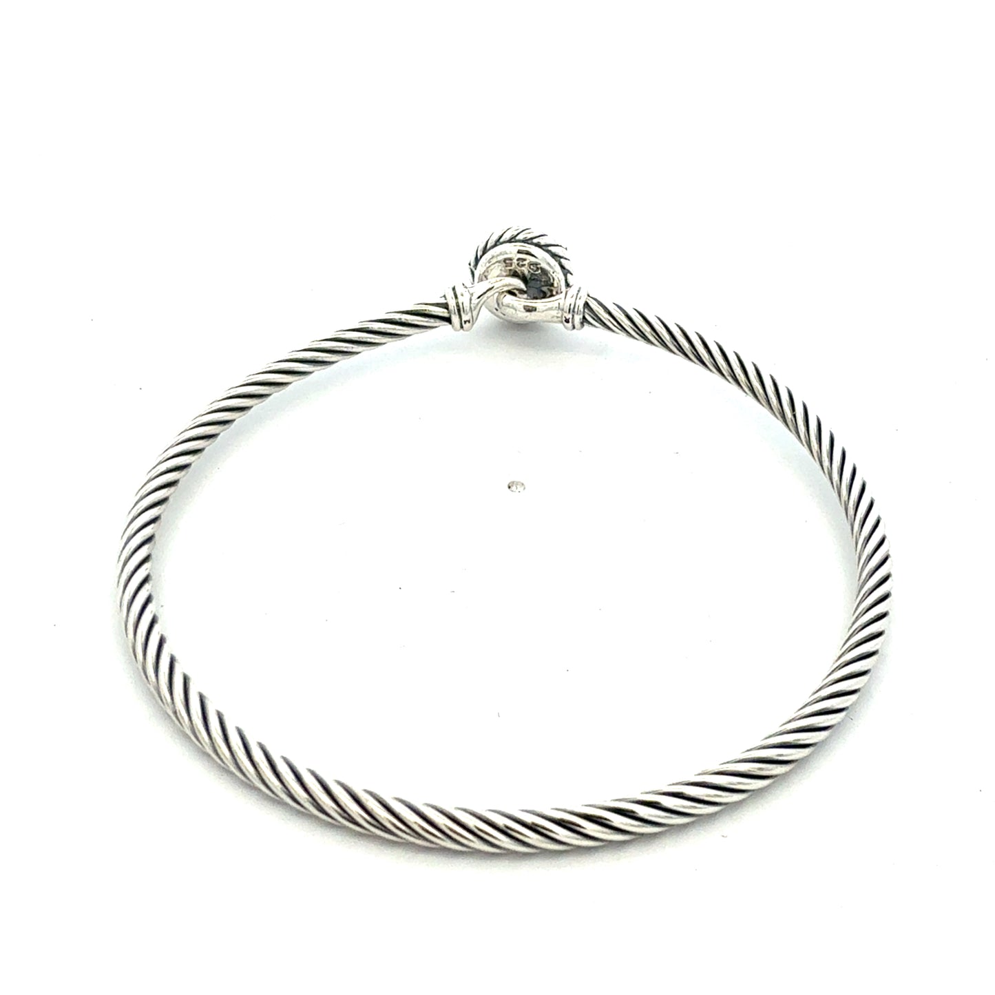 David Yurman Peridot Cuff Bangle 7.5" Sterling Silver 3mm Estate DY794