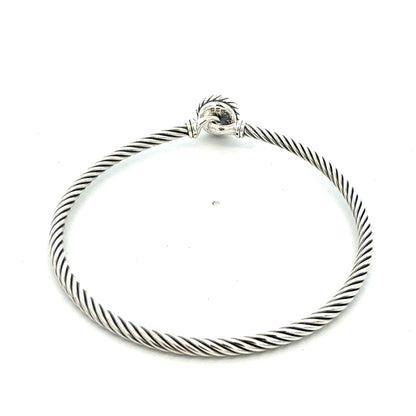 David Yurman Peridot Cuff Bangle 7.5" Sterling Silver 3mm Estate DY794