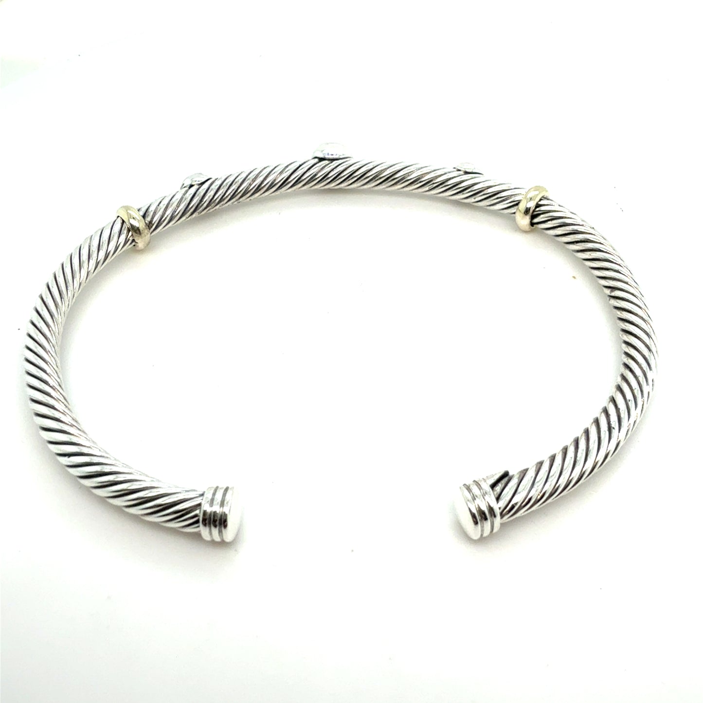 David Yurman Bl Topaz Turquoise Cuff Bracelet 18k Gold Silver Estate DY799