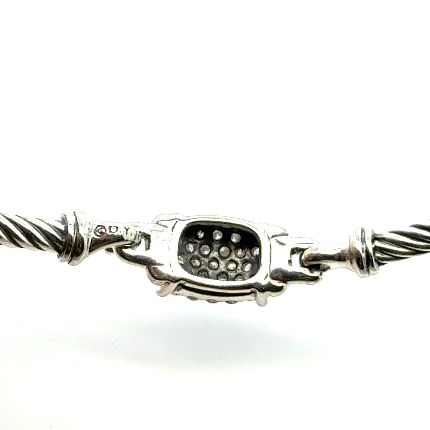 David Yurman Diamond Cuff Bracelet Size M Silver 3 mm Estate DY800