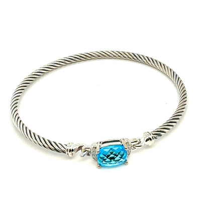David Yurman Bl Topaz Cuff Bracelet Size M Silver Estate DY801