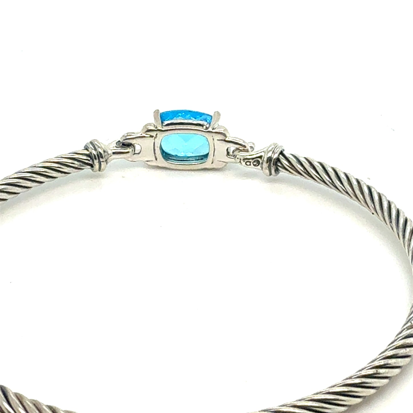David Yurman Bl Topaz Cuff Bracelet Size M Silver Estate DY801