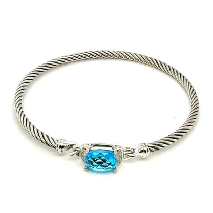 David Yurman Bl Topaz Cuff Bracelet Size M Silver Estate DY801
