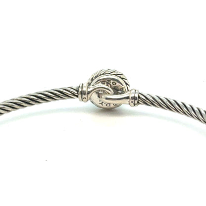 David Yurman London Bl Topaz Cuff Bracelet Size M Silver 3 mm Estate DY802