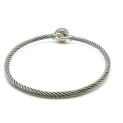 David Yurman London Bl Topaz Cuff Bracelet Size M Silver 3 mm Estate DY802