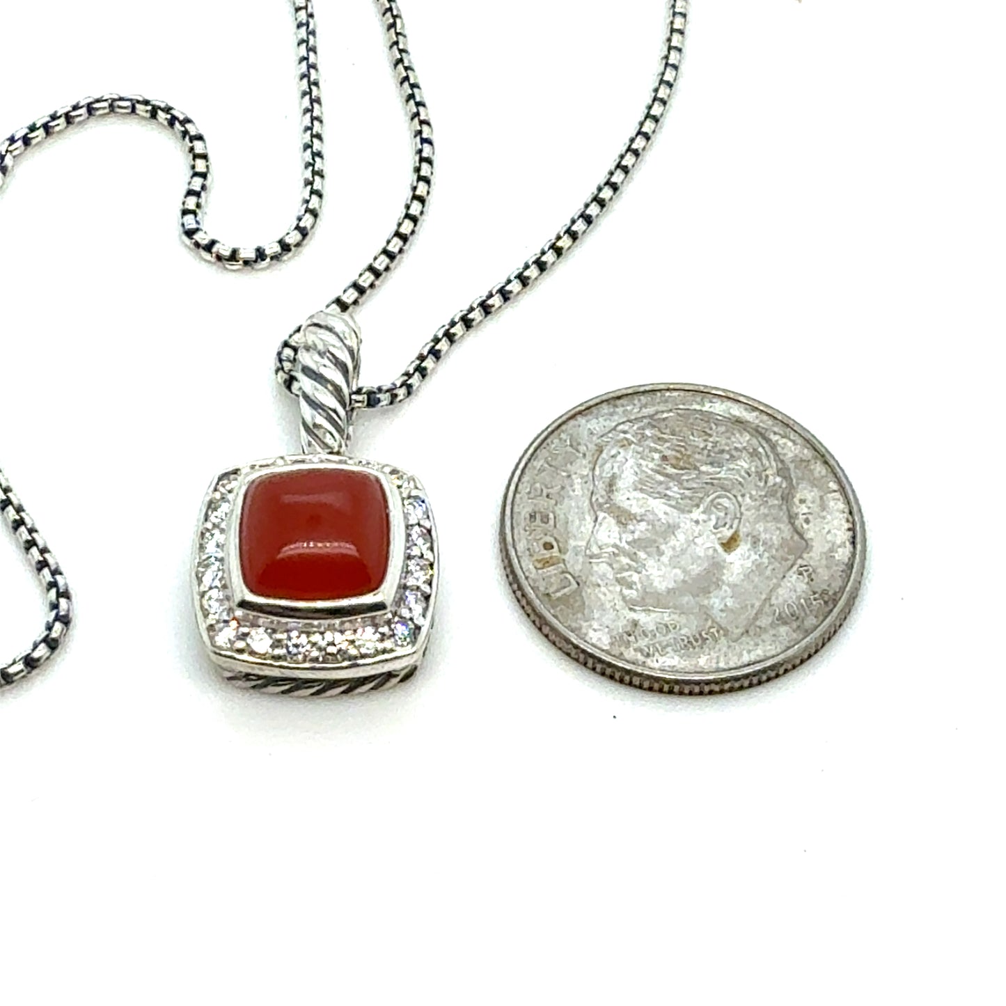 David Yurman Chalcidony Diamond Necklace Size Silver Estate DY803