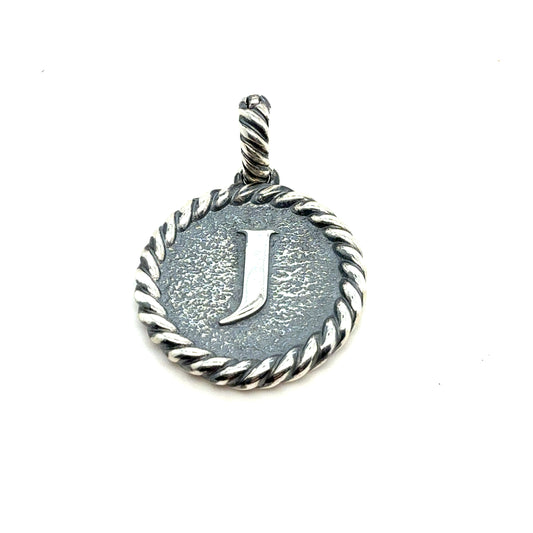 David Yurman Letter J Amulet Sterling Silver Estate DY810
