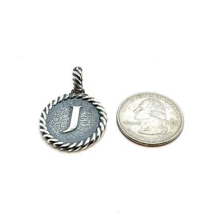 David Yurman Letter J Amulet Sterling Silver Estate DY810