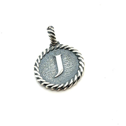 David Yurman Letter J Amulet Sterling Silver Estate DY810