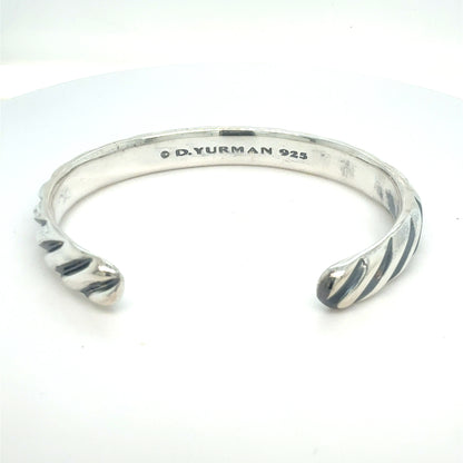 David Yurman Chevron Cuff Bracelet Size M Sterling Silver Estate DY570