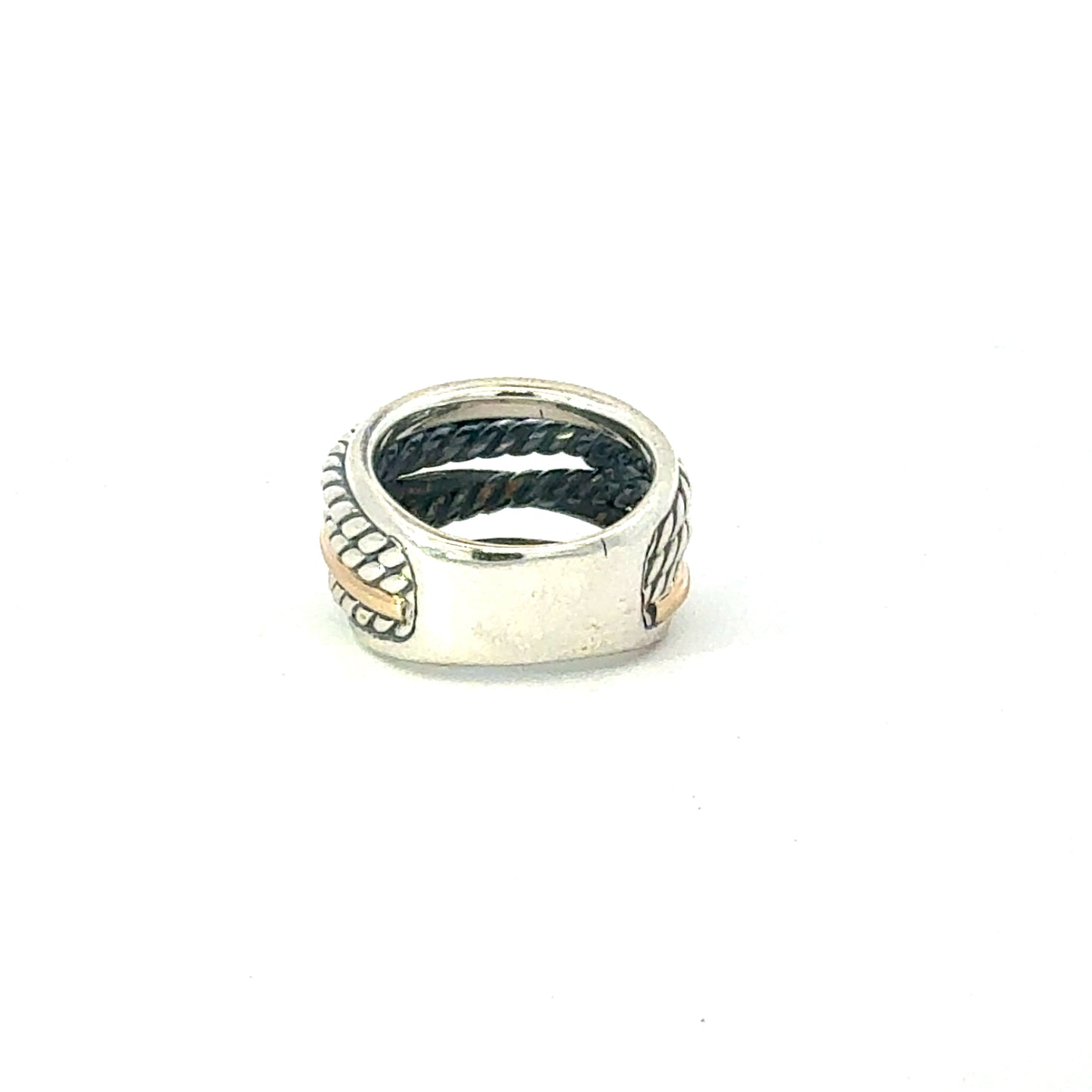 David Yurman 14k Gold & Sterling Silver Ring Size 6 Estate DY678