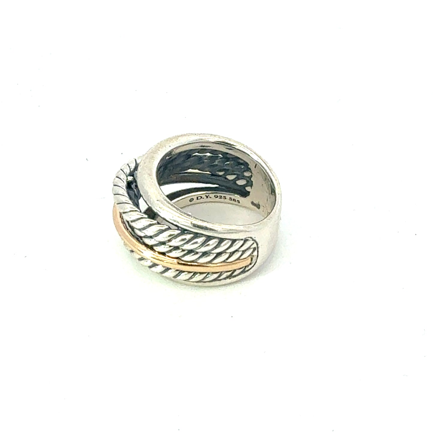 David Yurman 14k Gold & Sterling Silver Ring Size 6 Estate DY678