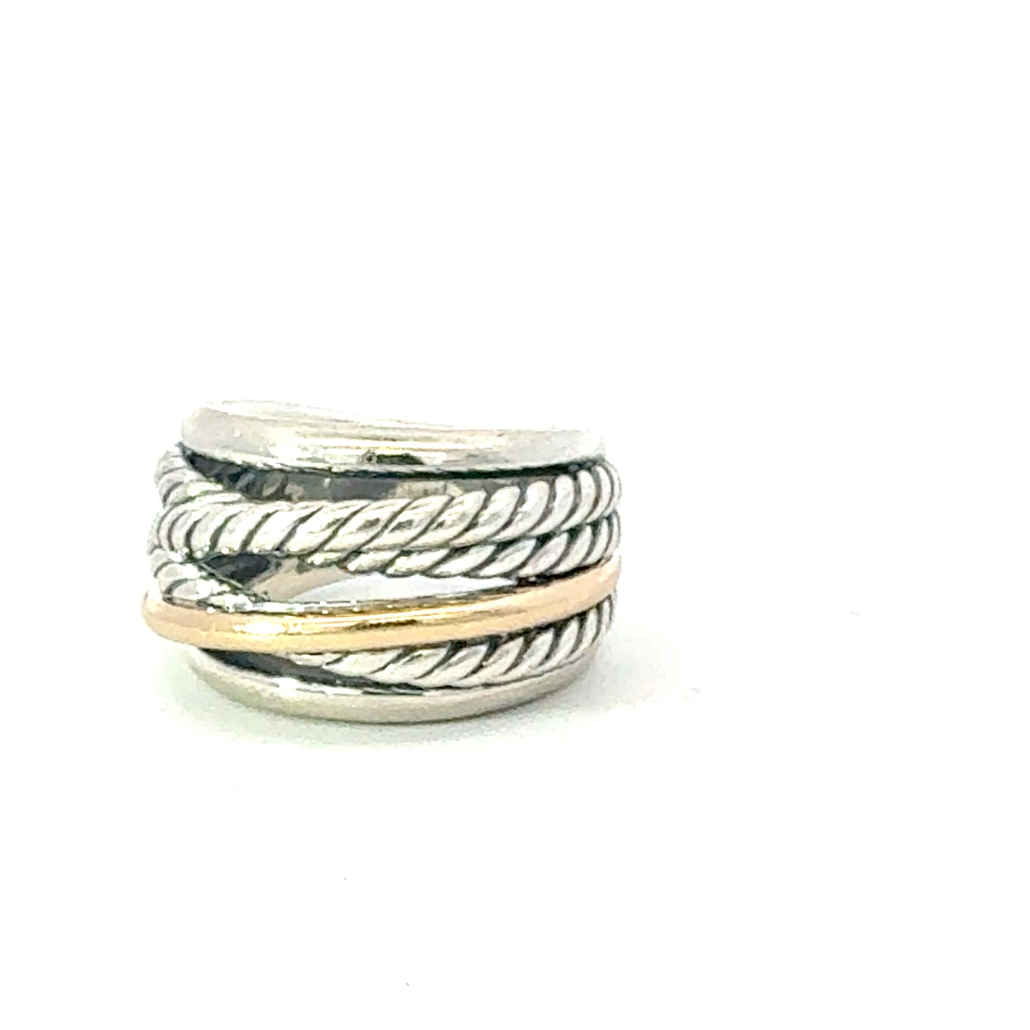 David Yurman 14k Gold & Sterling Silver Ring Size 6 Estate DY678