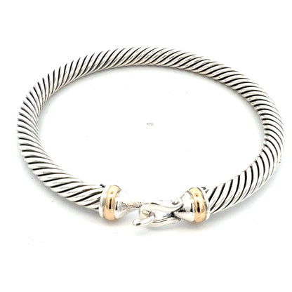 David Yurman Cuff Bracelet 7.5" 14k Gold Sterling Silver Estate DY793