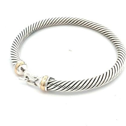 David Yurman Cuff Bracelet 7.5" 14k Gold Sterling Silver Estate DY793