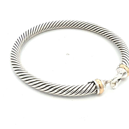 David Yurman Cuff Bracelet 7.5" 14k Gold Sterling Silver Estate DY793