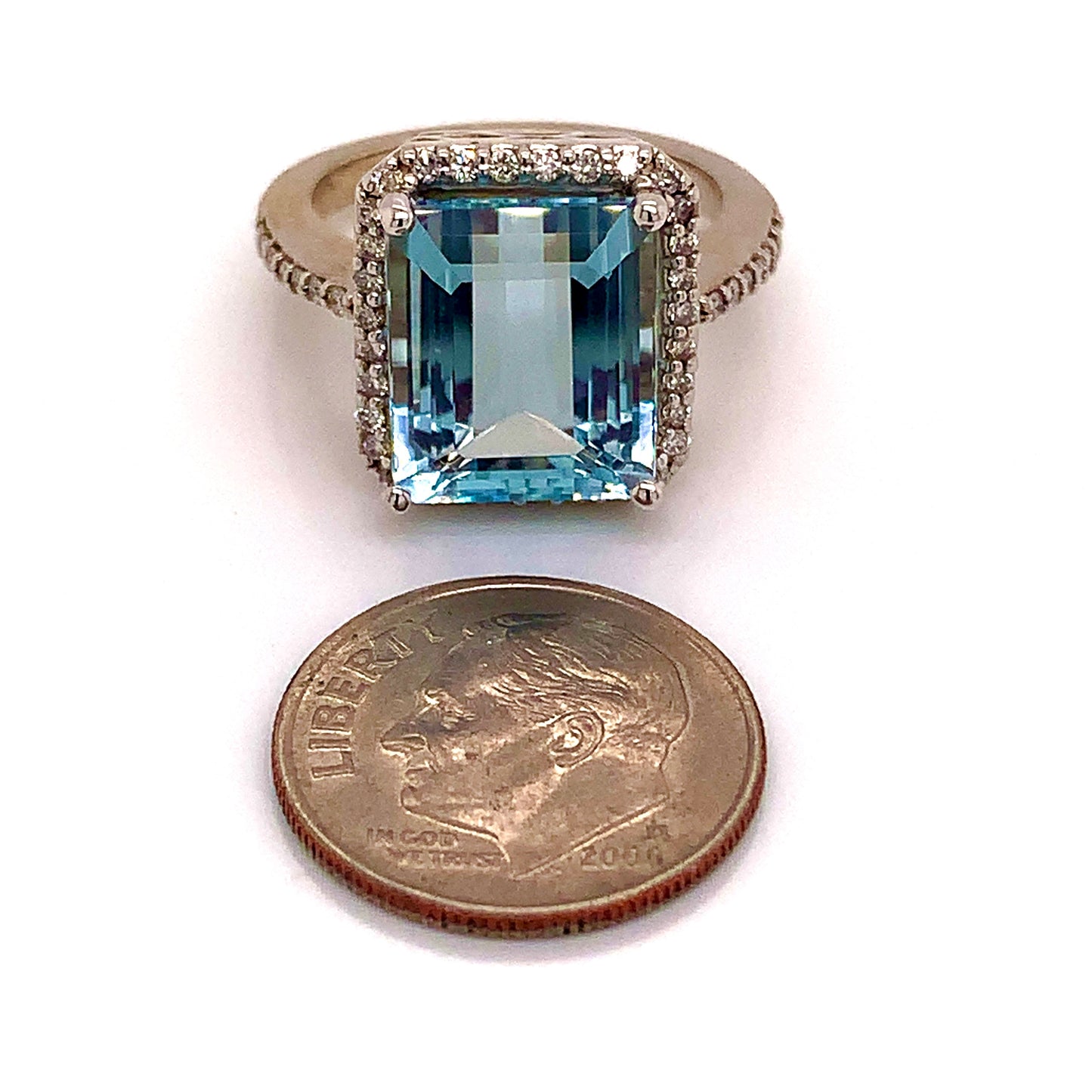 Aquamarine Diamond Ring 14k Gold Size 6.5, 6 TCW Certified $6,950 121105