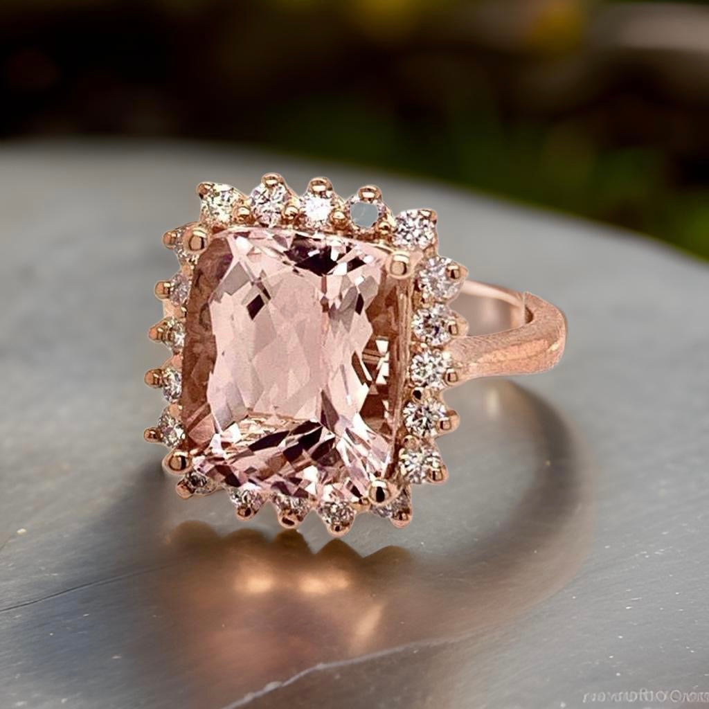 Tourmaline Rubellite Diamond Ring 14 kt 7.45 tcw Certified $5,950 013308