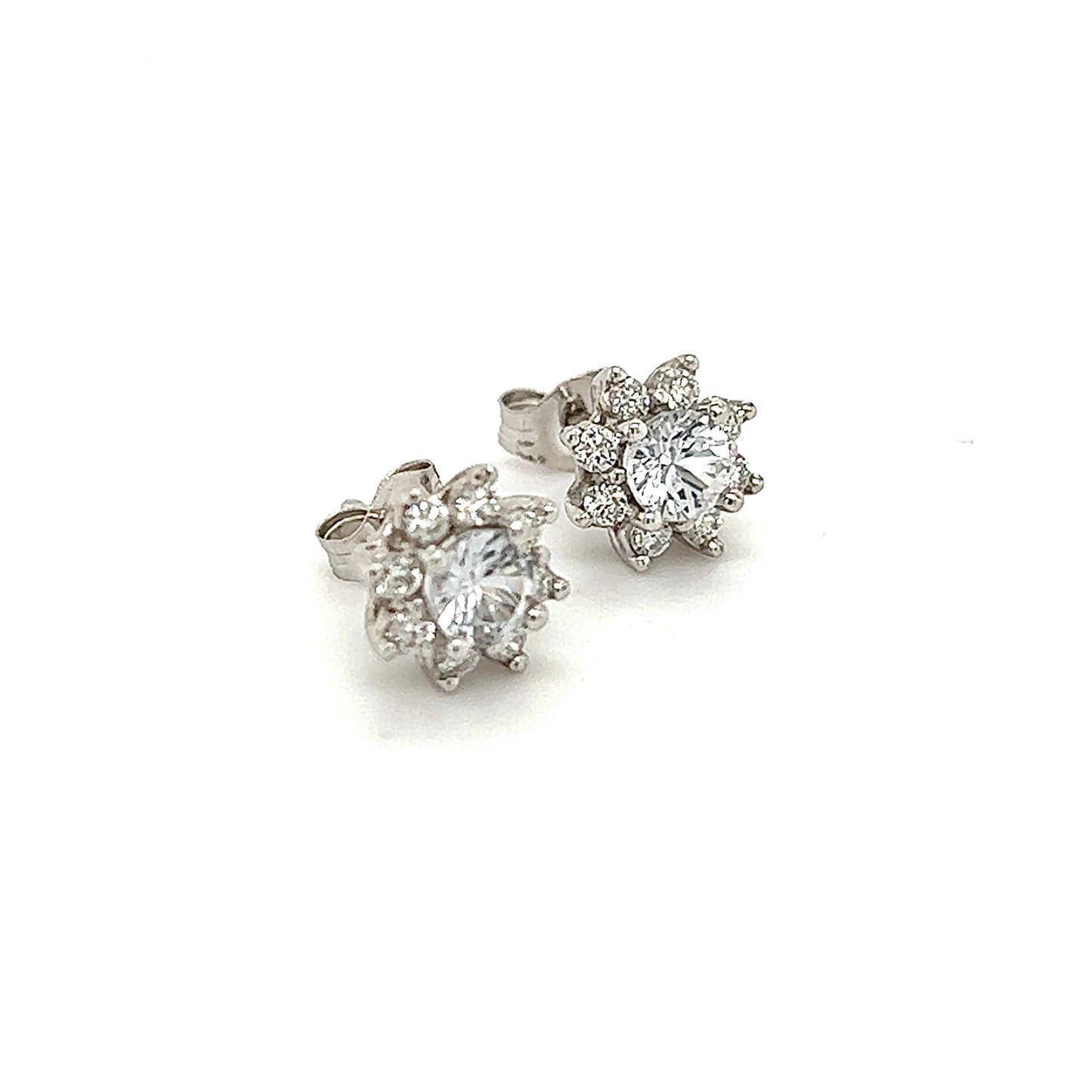 Natural Sapphire Diamond Halo Stud Earrings 14k Gold 1.02 TCW Certified $3,950 121426