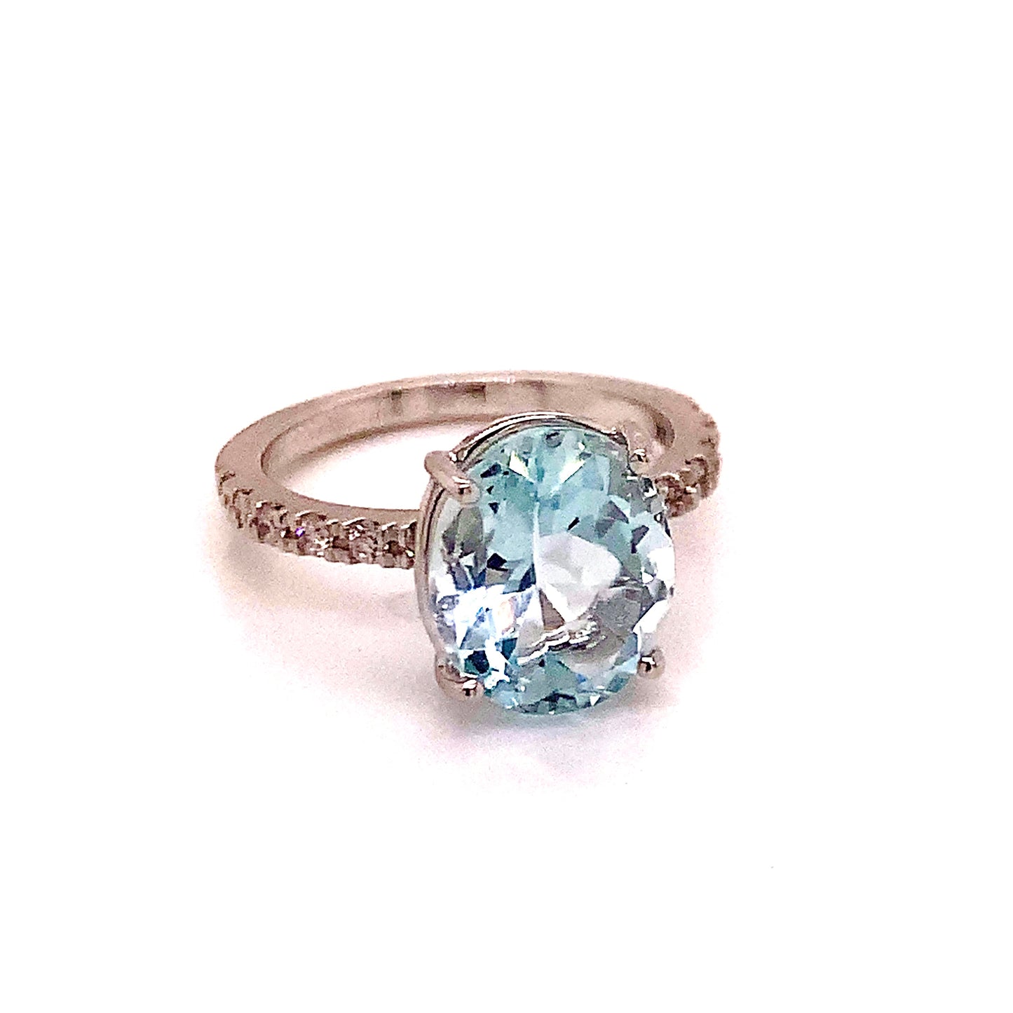 Natural Aquamarine Diamond Ring 14k White Gold 5.09 TCW Certified $5,975 114441