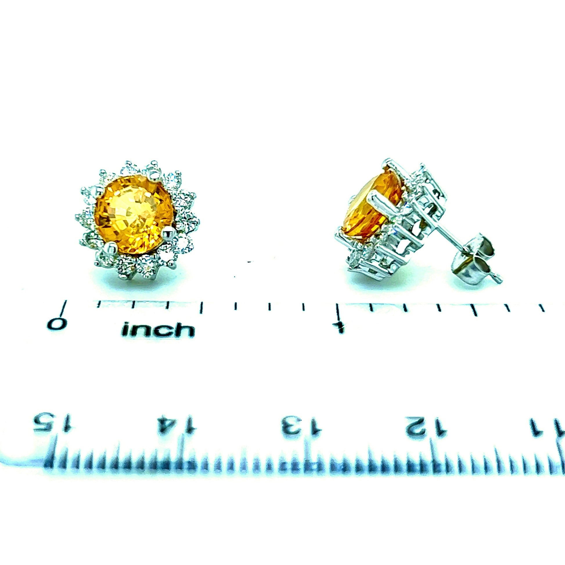 Natural Yellow Sapphire Diamond Stud Earrings 14k WG 4.64 TCW Certified $5,975 216661 - Certified Fine Jewelry