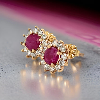 Natural Ruby Diamond Earrings 14k Yellow Gold 2.20 TCW Certified $2,595 121103