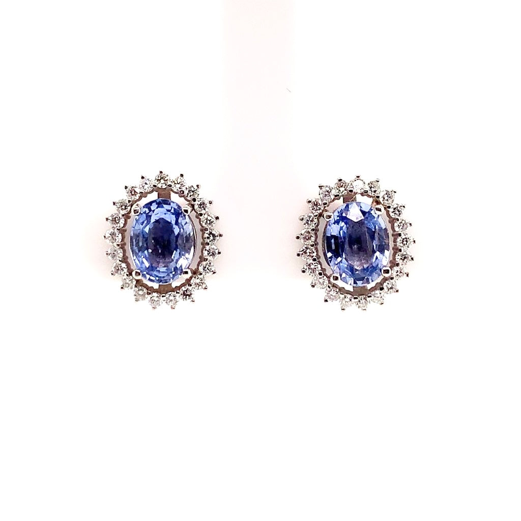 Diamond Sapphire Earrings 14k Gold 3.24 TCW Certified $5,950 018655